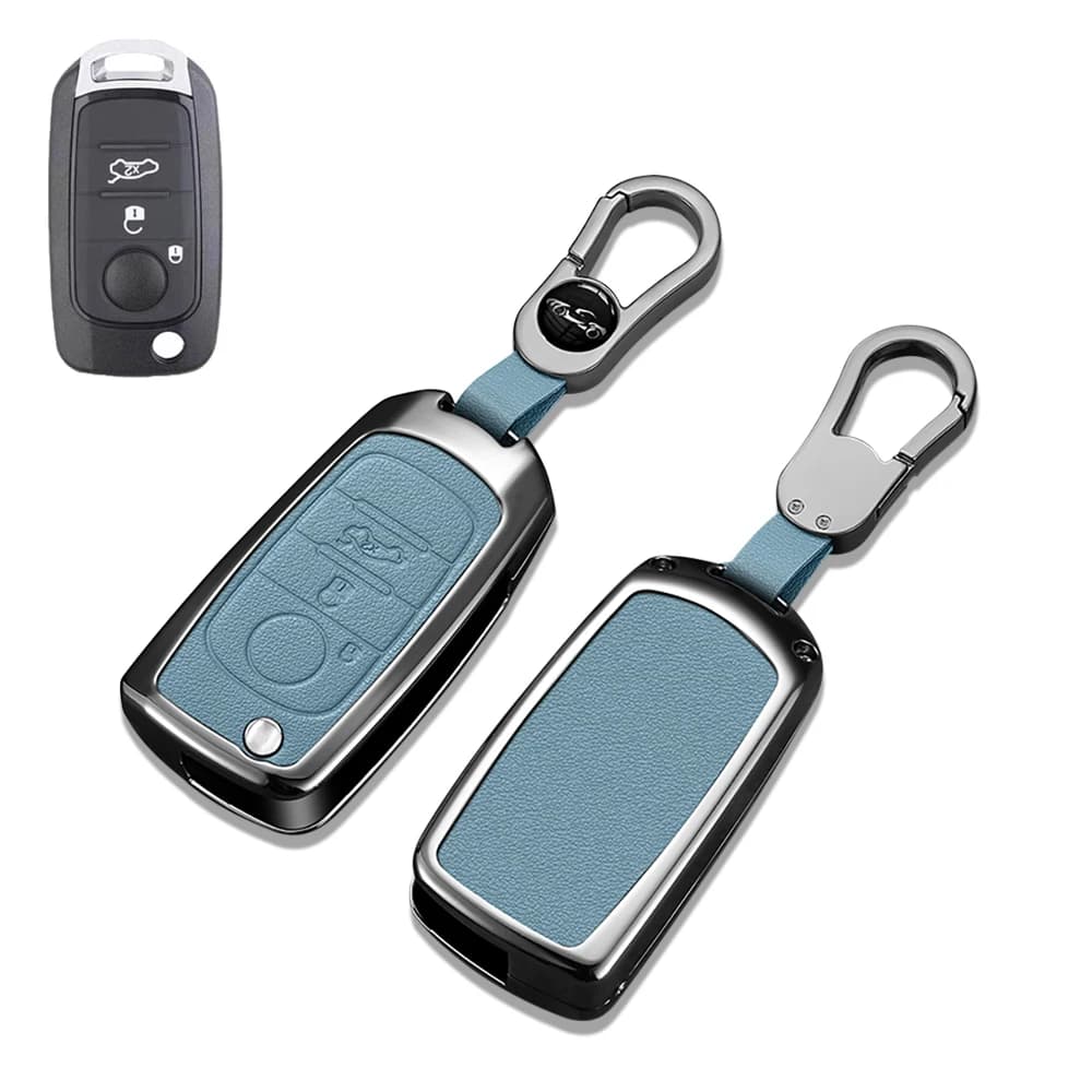 Alloy Leather Car Remote Key Case Shell Cover 3 Buttons Fit for Fiat Argo Cronos Doblo 500X Toro Egea Freedom for Dodge Neon