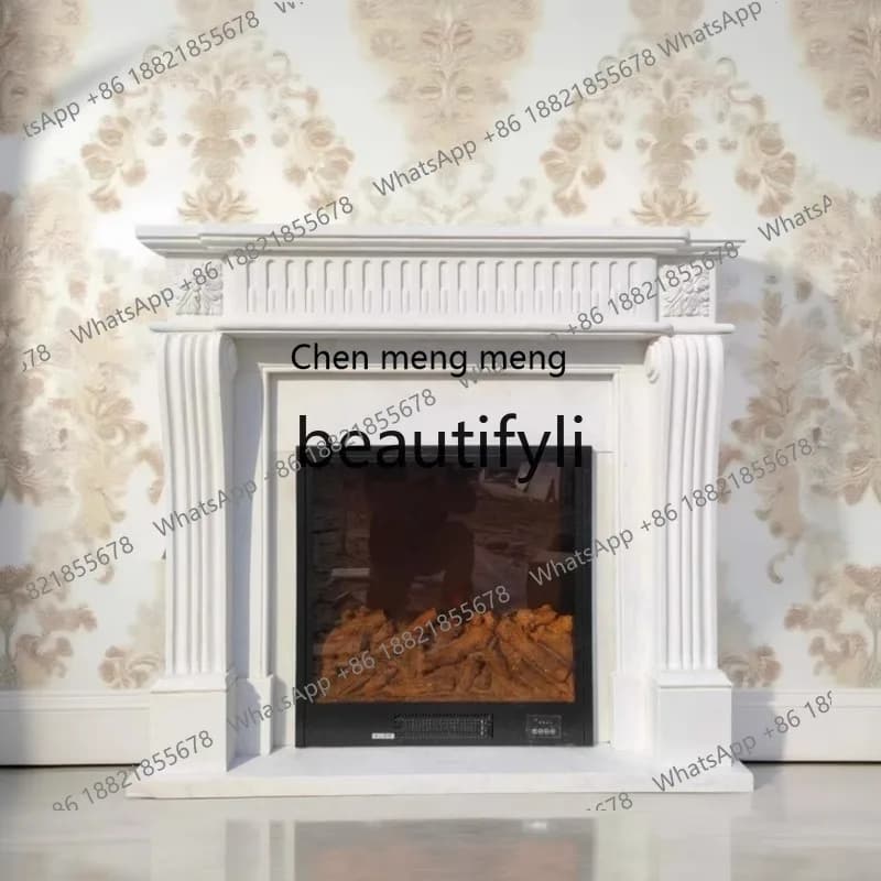 178Marble Fireplace French Villa Living Room Entrance Natural Stone Fireplace Decorative Cabinet