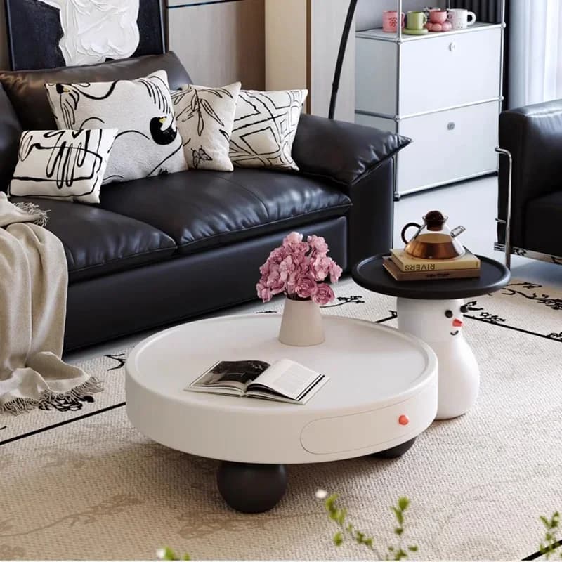 Interior Fashion Coffee Table Simple Decoration Round White Relaxing Events Side Table Cute Save Space Couchtisch Home Furniture