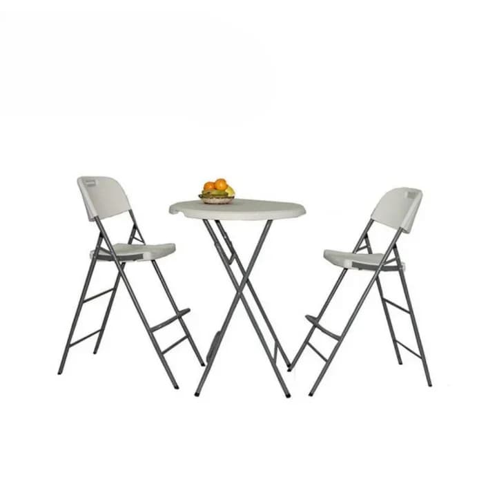 'High-Rise Round Folding Table White Perfect for Outdoor Bars