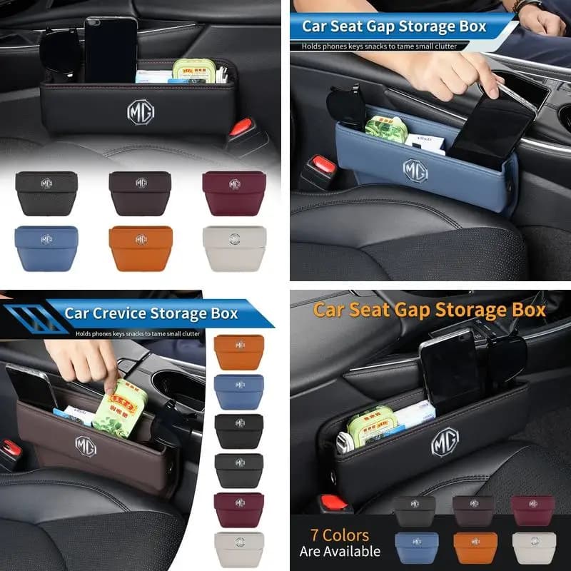 Car Seat Gap Storage Box Side Seam Organizer Anti Leak Pocket For MG ZS HS MG4 MG5 Mulan GT, Leather Crevice Storage Holder Auto