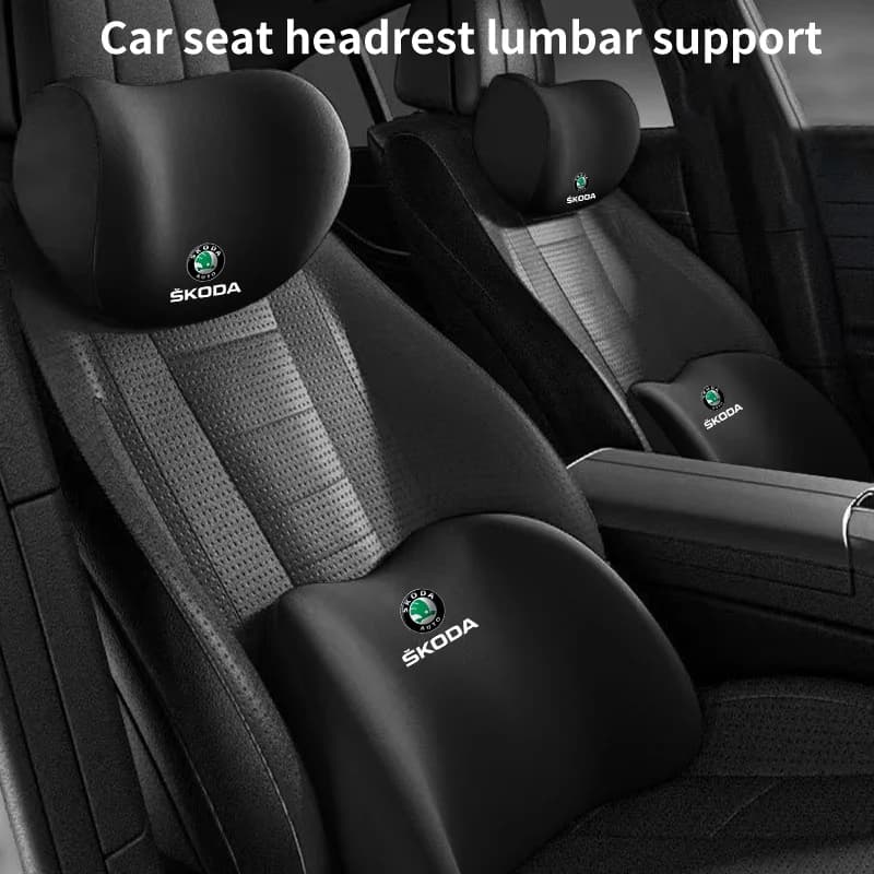 Car Headrest Neck Pillow Memory Foam Protective Lumbar Support For Skoda Octavia Superb Rapid Kodiaq Karoq Fabia Kamiq Roomster