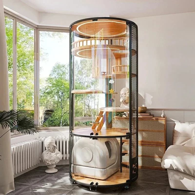 Villa  360 Panoramic  Cage House Solid Wood Steel Glass   Toilet