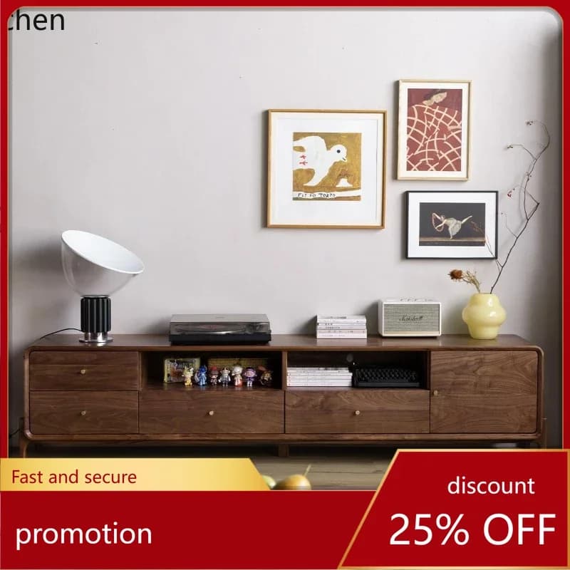 HXL  Solid Wood TV Cabinet Coffee Table Combination Drawer Floor Cabinet Household Log