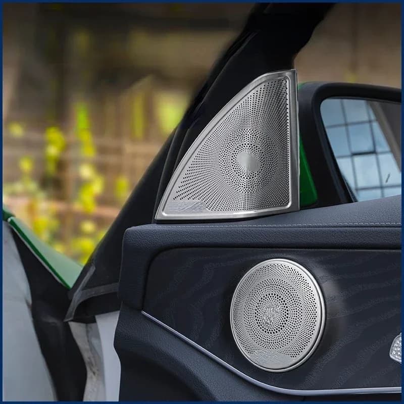 For Mercedes Benz C E Class GLC W205 W213 X253 15-23 Stainless Steel Car Door Trumpet Treble Speaker Cover Car Accessories