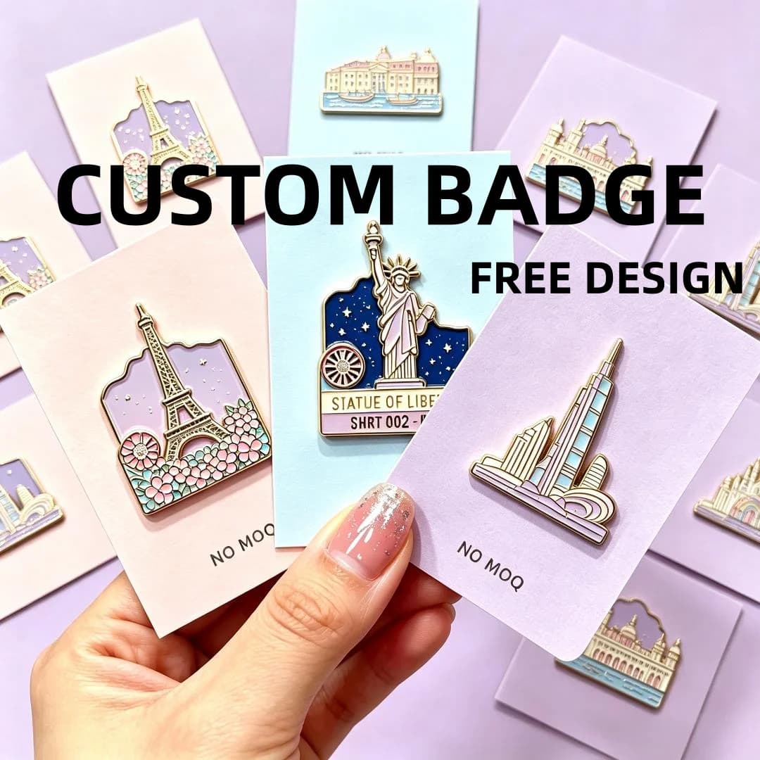 Custom Landmark Enamel Lapel Pins, Personalized Custom Badges No MOQ Free Design Soft Enamel Metal Logo Pin Badges