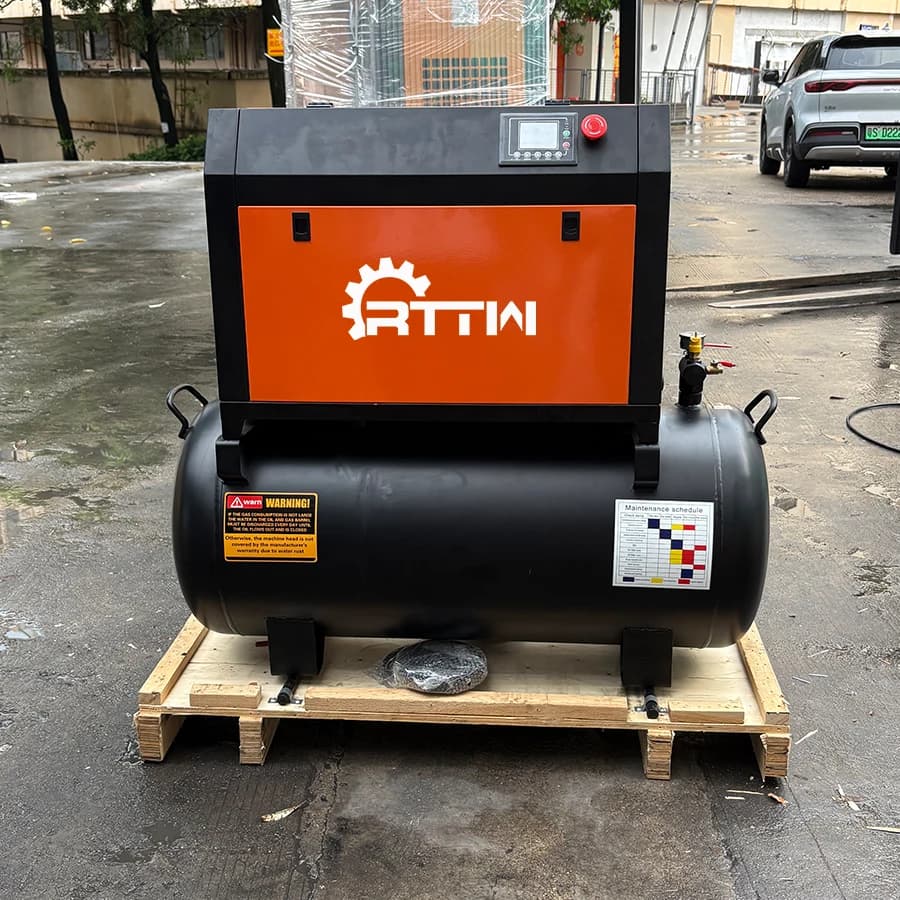 4KW 5.5HP Single Phase 220V 700L/min 10Bar Screw Air Compressor with Tank Lubricated for Car Maintenance