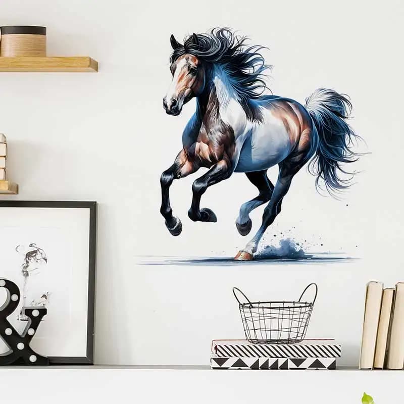 Running Horse Wall Sticker Toilet Lid Stickers, Bedroom Entrance Living Room Porch Home Decora Waterproof Decals Stickers S849