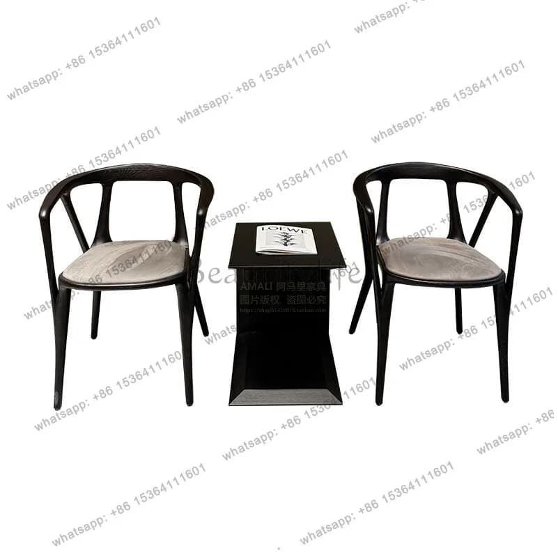 Italian minimalist designer retro modern minimalist art creative smoked wood tea table coffee chair