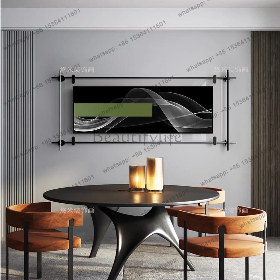 Modern minimalist acrylic painting metal rod high-end wall decoration background wall pendant