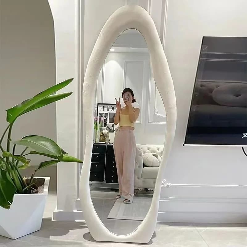 Cosmetics Modern Mirror Full Body Girls Aesthetic Irregular Funky Compact Makeup Mirror Men Espelhos Living Room Decorations
