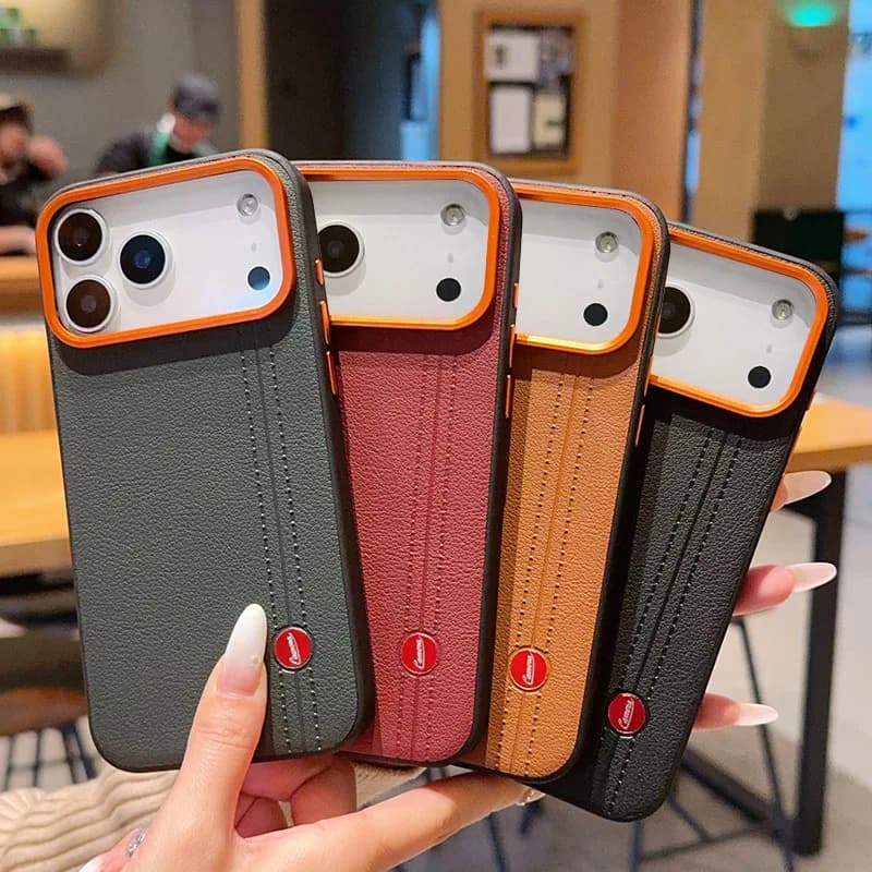 Fashion Solid Color Leather Simple Phone Case for iPhone Air 14 15 Plus 16 17 Pro Max