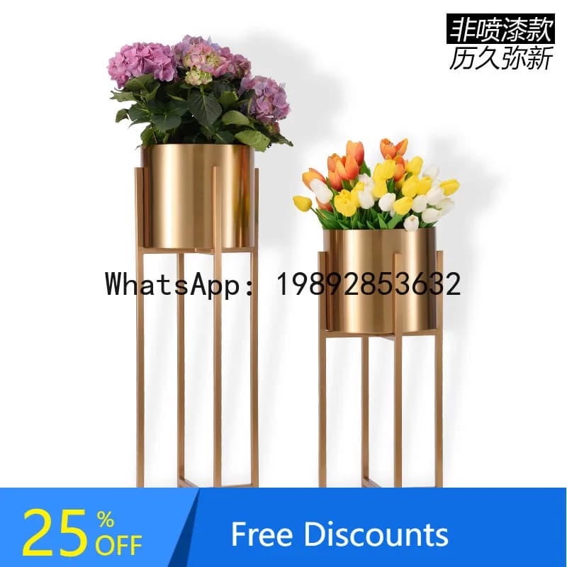YFY Nordic Vase Ornament Living Room Flower Arrangement Dried Flowers Simple Large Floor-standing Light Luxury Iron Art Metal