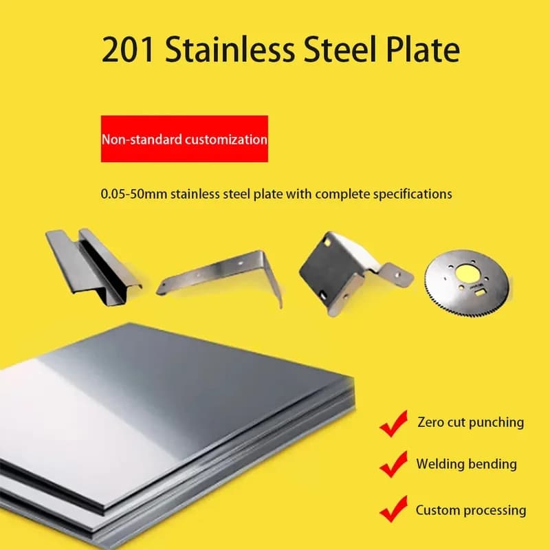 3mm Thick 201 Stainless Steel Square Sheet Metal Plate 50x50 100x100 200x200 300x300mm Fabrication Material