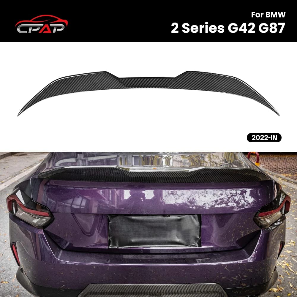 Real Dry Carbon Fiber Rear Trunk Roof Spoiler Wing For BMW 2 Series G42 G87 MP Style 2022-IN Tail Wing Trim