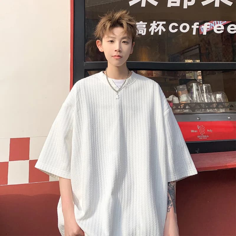 2026 Summer New Men's Casual Loose T-shirt Korean Fashion Harajuku Short-sleeved Oversized T-shirt for Men Japanese Streetwear