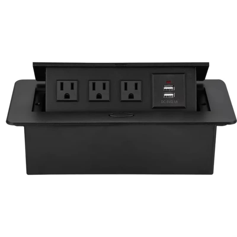 Hide US Standard Power Outlet 2.1 USB Charging Jack Black