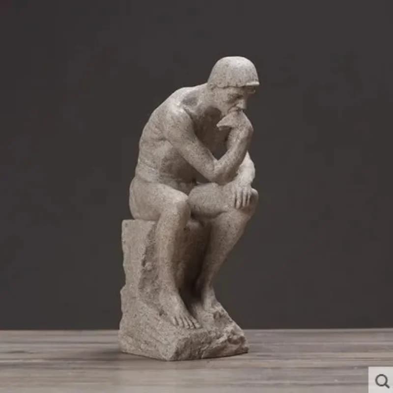 26cm Resin Sandstone Thinkers Statue Retro Creative People Ornaments Home Decorations Accessories Handmade Crafts Gifts