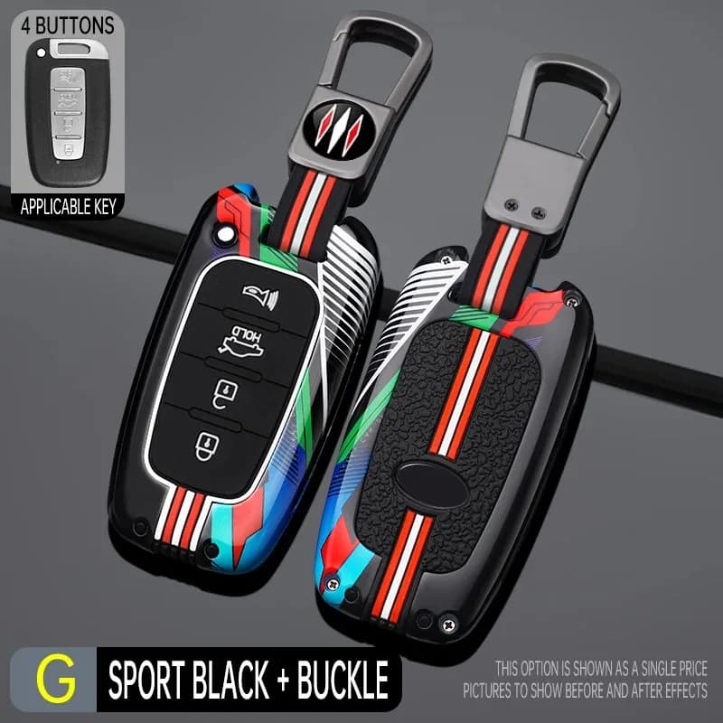 Metal+silicone Car key case cover shell for Hyundai Solaris HB20 Veloster SR IX35 Accent Elantra KIA RIO Forte K2 K3 K5 Sportage