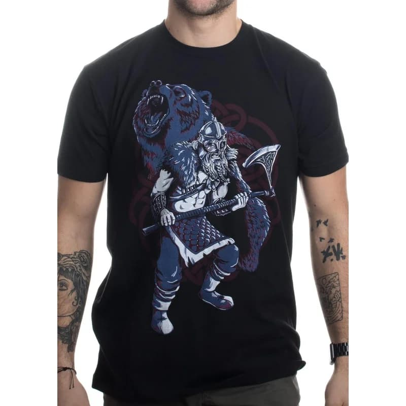 Viking Berserker, Bear Spirit  Valhalla Nordic Mythology Warrior gift t shirt Norse Myths Valhalla Graphic clothes All size tops