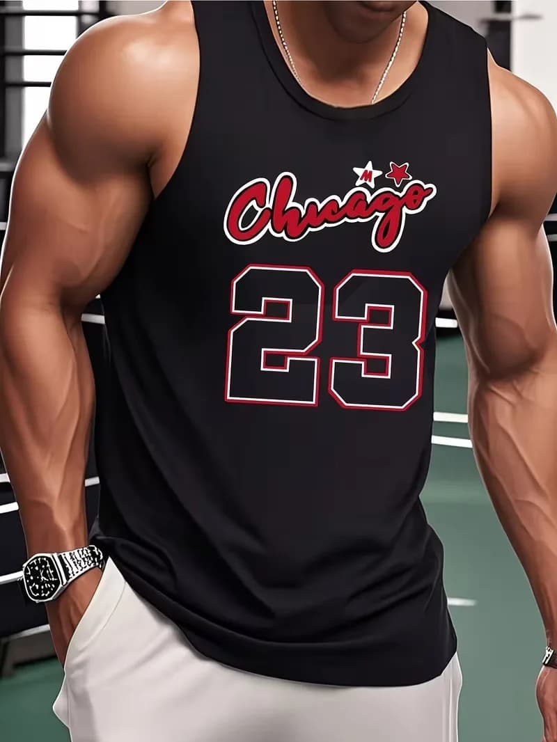 Men's Micro Elastic Breathable Mesh Basketball Jersey, Round Neck, LOS ANGELES Print, Summer Casual Short Sleeved Sports Vest