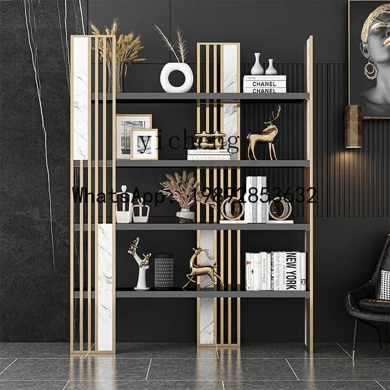 W7- light luxury bookshelf floor partition storage metal bookcase display shelf office storage modern decorative shelf