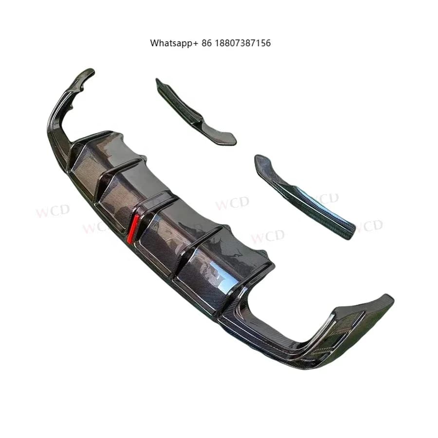 K-B Style Carbon Fiber Rear Diffuser forAudi A4 S4 B10 2020-2022 Upgraded Rear Bumper Lip Diffuser Spoiler With Light Bodykit