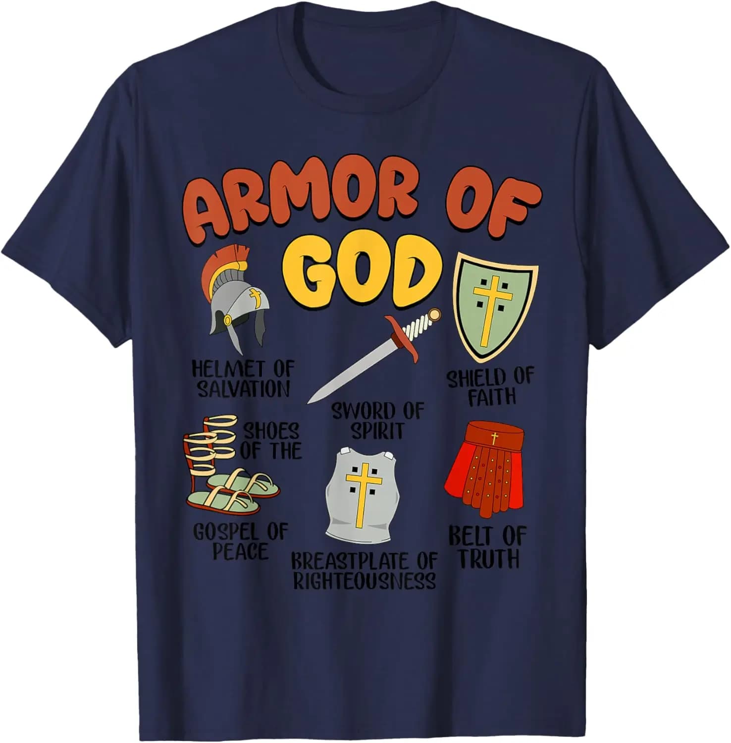 Armor of God Bible Verse Scripture Christian Religious T-Shirt 100% Cotton O-Neck Short Sleeve Summer Casual Mens T-shirt
