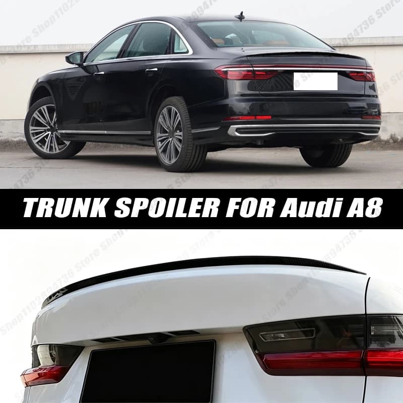 120CM Glossy Black Soft Rubber Universal Rear Trunk Spoiler 5D Carbon Look Tail Wing Fit For Audi A8 Sedan Car Accessories