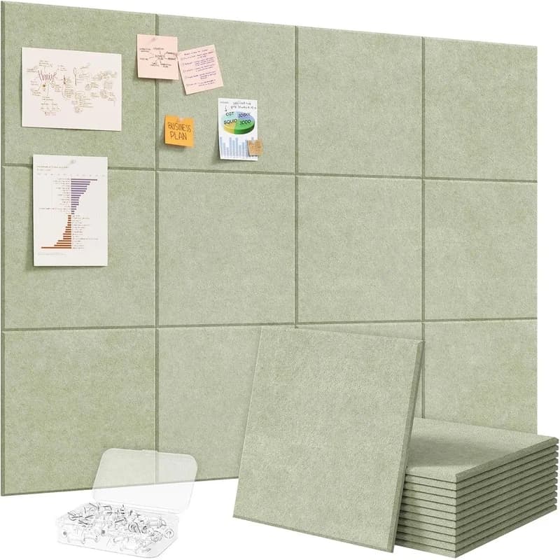 6PCS+35PCS Thumbtack Home Office Large Felt Bulletin Cork Pin Note Boards Wall Tiles Soundproof Acoustic Panels Wallpaper Decor