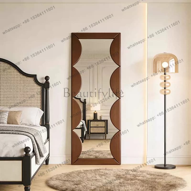 French retro rectangular full-length mirror wall-mounted bedroom medieval full-length mirror American
