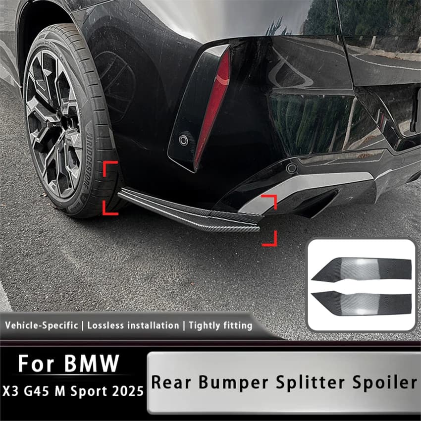 For BMW X3 G45 M Sport 2025 Car Rear Bumper Lip Diffuser Side Spoiler Air Vent Canard Splitter Wind Knife Body Kits