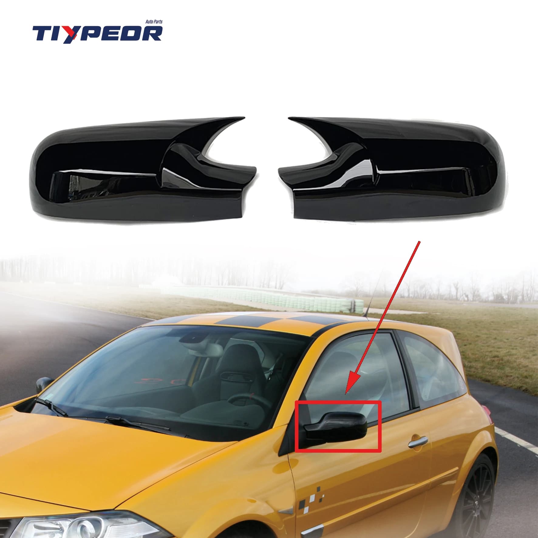 Car Rearview Side Mirror Cover Trim Side Wing Rearview Glossy Black  Caps Cover For Renault Megan 2