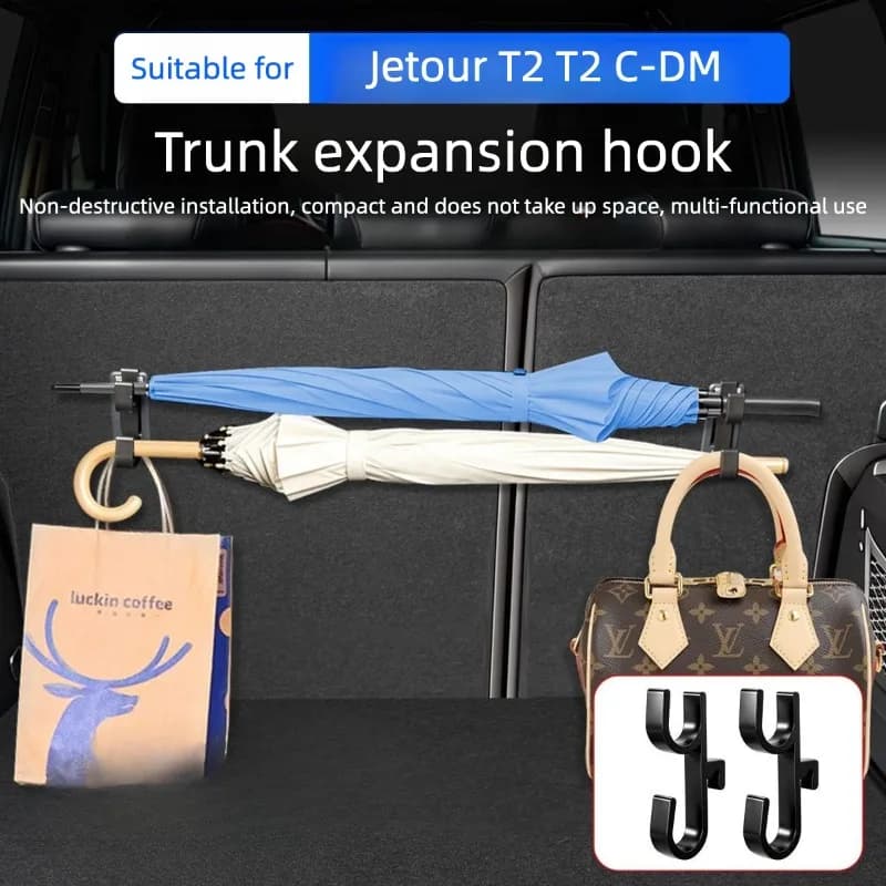 For Jetour T2 T2 C‑DM 2024‑2026 Trunk Expansion Hook Umbrella Hanger Cargo Storage Interior Mod Accessories