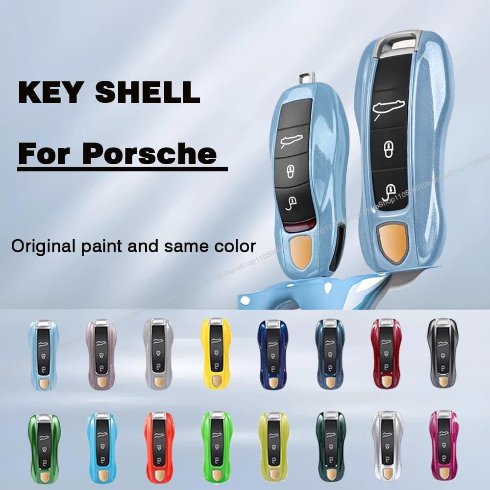 For Porsche Cayenne Mancan Panamera 911 718 Boxster Cayman Taycan 2010-2024 Car Key Paint Case Bordeaux Red Shell Replacement
