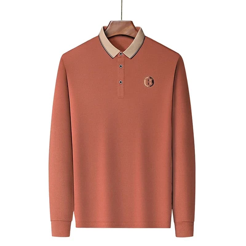 2025 New Hot Selling Luxury Long Sleeve T-shirt Loose Top Clothing Trendy Casual Collar Embroidered Polo Shirt for Men