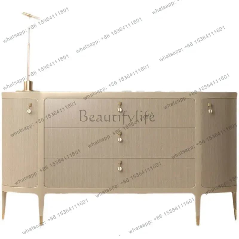 2026 American light luxury solid wood modern simple decoration entrance storage cabinet