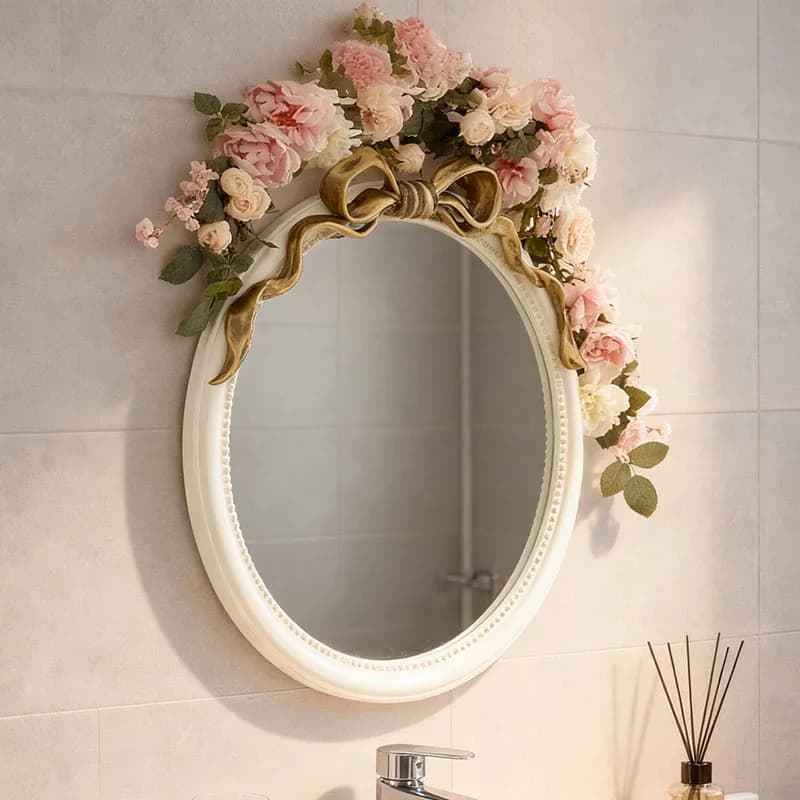 Modern Luxury Mirror Frame Aesthetic Decoration Art Nordic Oval Funky Mirror Makeup Hanging Espelhos Living Room Decorations