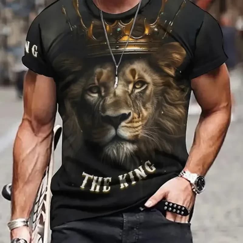 2026 Funny Tiger Animal 3D Printed Breathable Short Sleeve T Shirt for Men Ideal for Sports Outdoor Activities Streetwear