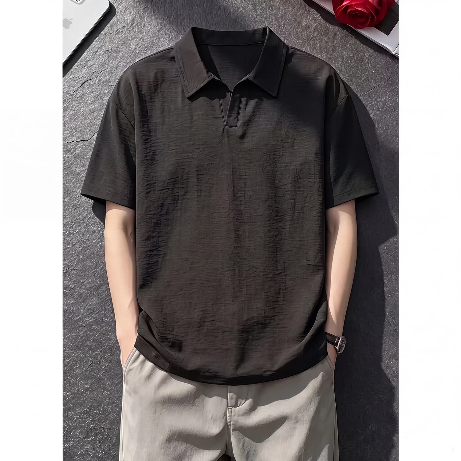 2026 Summer Men's Fashion Casual Hemp Cotton Collar Short-Sleeved T-Shirt