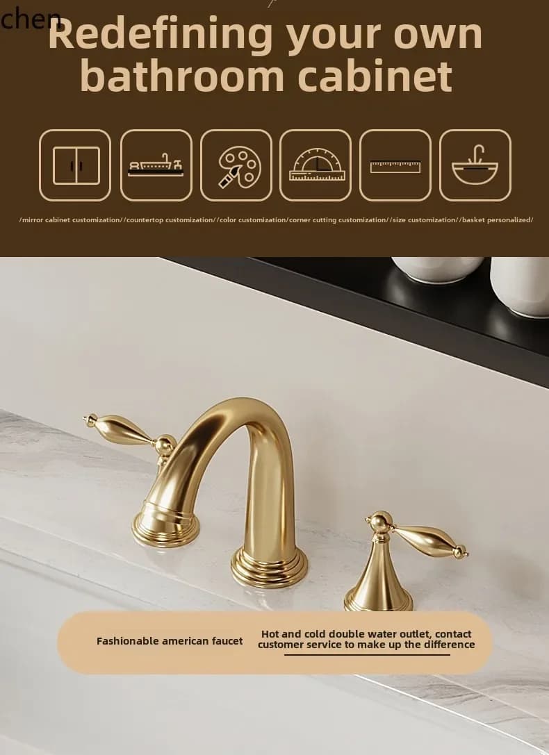 DSA bathroom cabinet combination retro bathroom rock slab integrated washing table hand washbasin floor cabinet