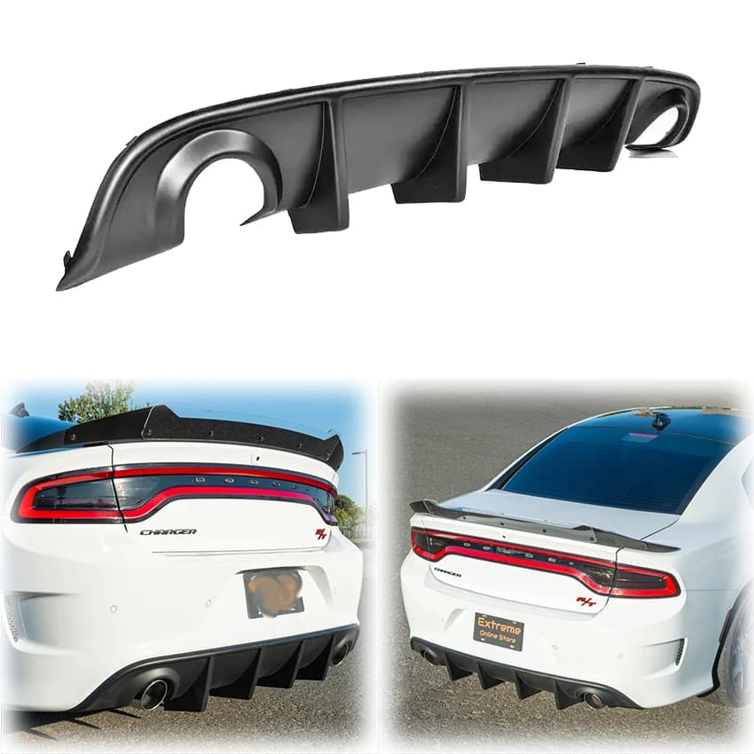 2015 To 2021 For Dodge Charger SRT Rear Bumper Lip Diffuser Spoiler Lower Splitter Protector Gloss Black Or Carbon Fiber Look