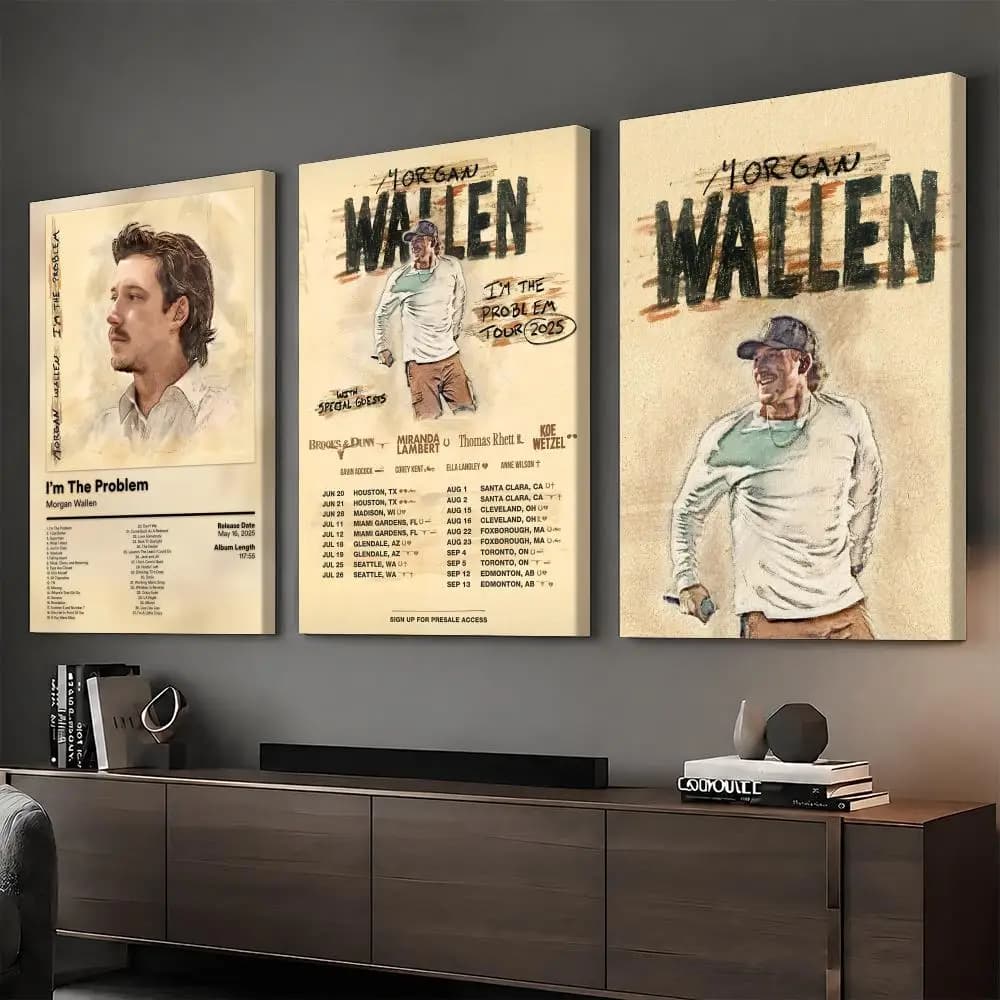 M-Morgan Wallen Singer Rapper Painting Calligraphy HD Modern Style Inner Frame Canvas Bedroom Room Hallway Wall Art Decor