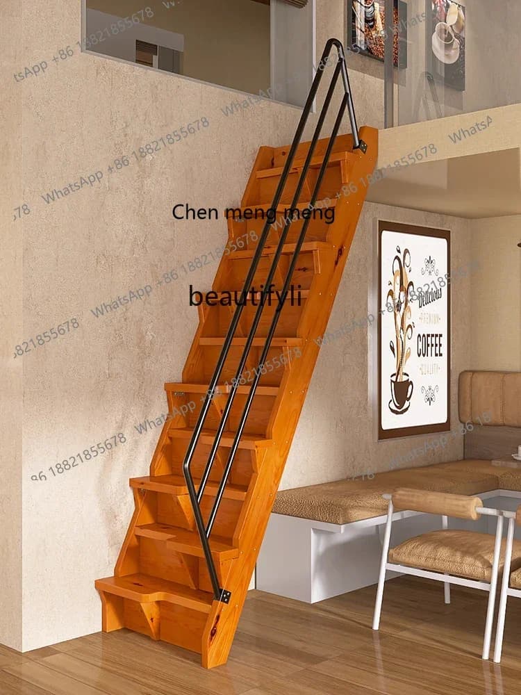 D178 H Imported Solid Wood Loft Stairs Small Apartment Chinese Simple Indoor Ladder Duplex Apartment