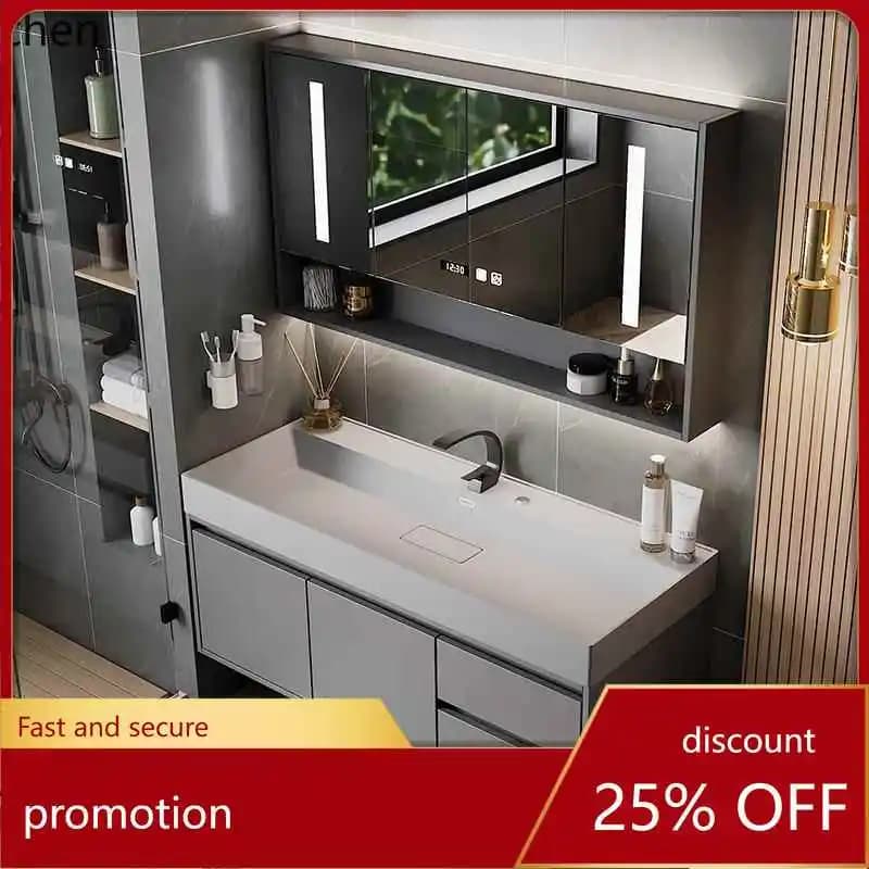 HT bathroom cabinet mirror cabinet set modern simple bathroom face wash basin cabinet combination