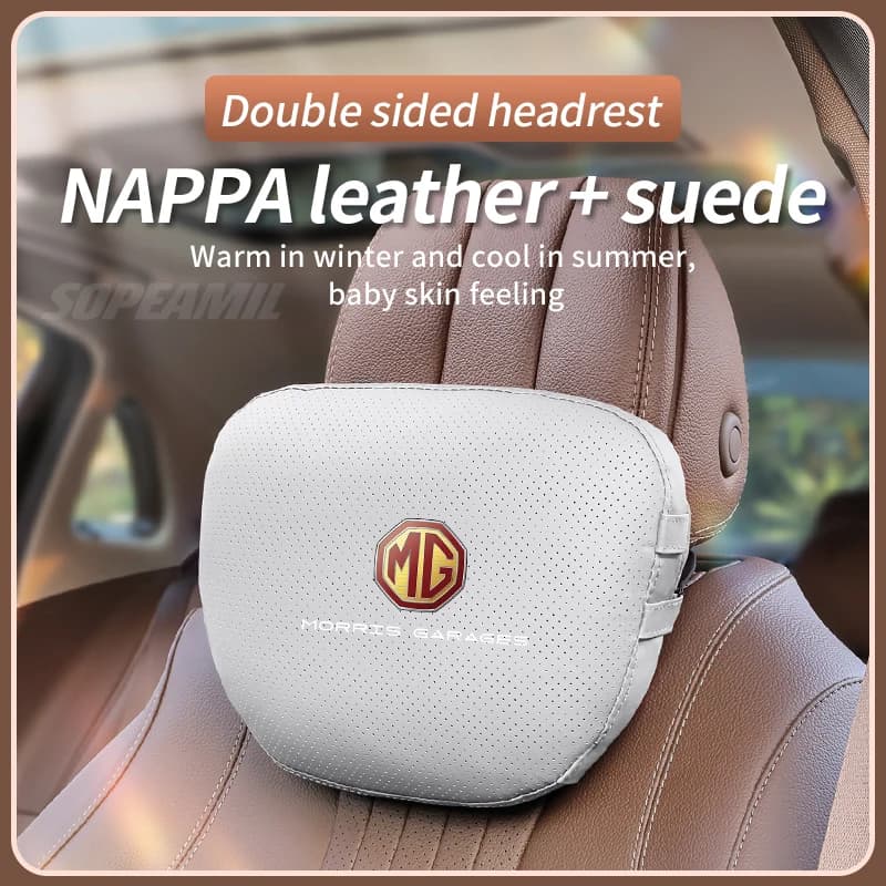 Leather Car Headrest Soft Neck Pillow Seat Lumbar cushion Support For MG ZS HS ES5 MG4 EV Electric S5 EV MG3 MG5 MG6 MG7 ONE EZS