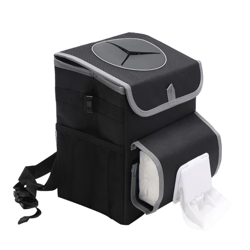 U13C Car Trash Can Bag Tissue Holder Storage Auto Pocket Tablet Phone Glasses Rear Cup Holders