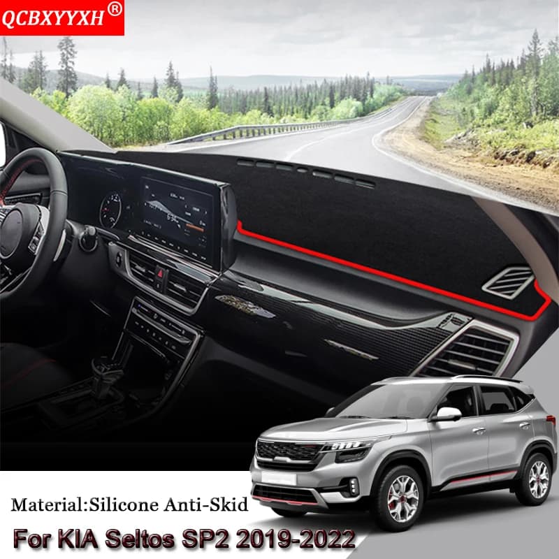 Car Styling Auto Dashboard Protective Mat Shade Cushion Pad Rose Carpet Mat Cover Auto Accessories For KIA Seltos SP2 2019-2022