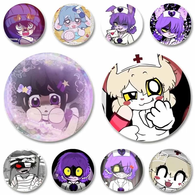 Horror Game Terrible Mouse Lorna Leima Luke Badge Cartoon Role Playing Brooches on Backpack Clothes Handmade Round Enamel Pins
