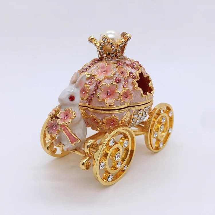 Wedding ring box, cherry blossom, rabbit carriage, jewelry box, necklace, earrings, ring box, crown jewelry box, cartoon figurin